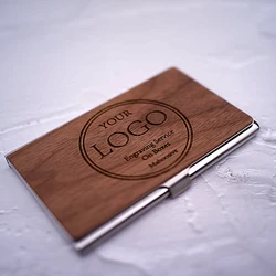 Portefeuille intelligent RFID en bois, porte-carte d'identité, automatique, métal solide, carte de crédit bancaire, affaires, personnalisé, cadeau promotionnel réfléchissant