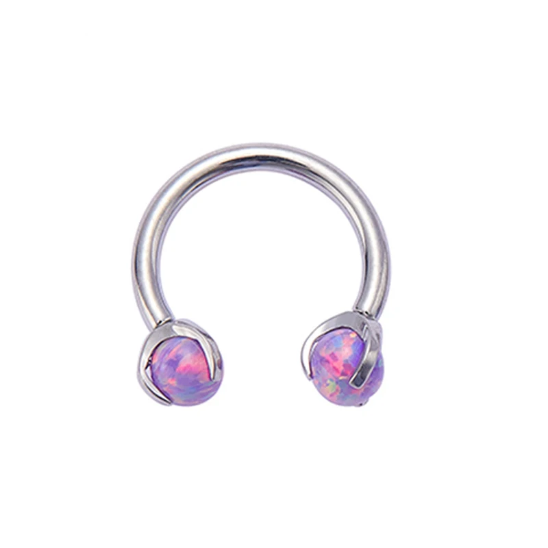 ASTM F136 Titanium Implant Grade Internally Threaded Prong Set Opal Ball Horseshoe Circular Barbells Piercing image 4