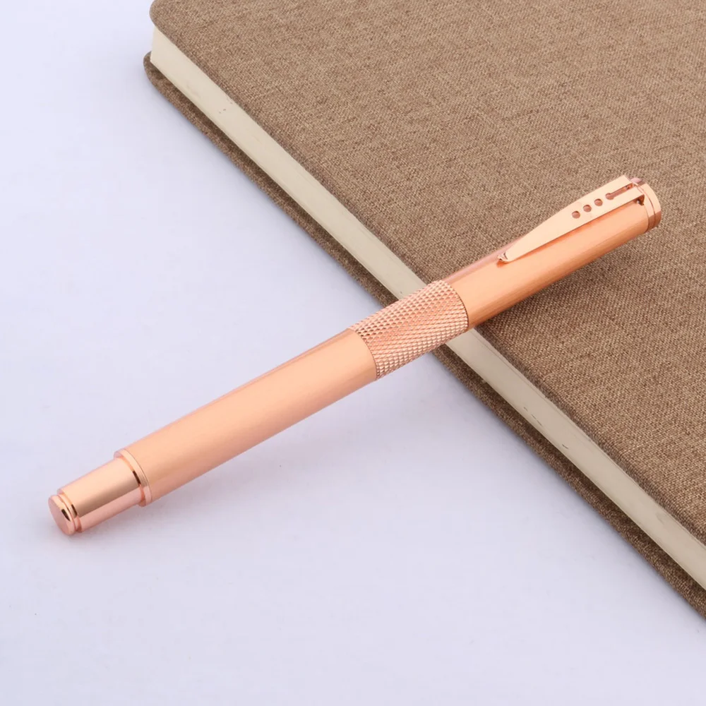 Rose Golden Metal Rollerball Pen, Caneta Assinatura Elegante, Papelaria Bonito, Escritório e Material Escolar, Caneta de Escrita