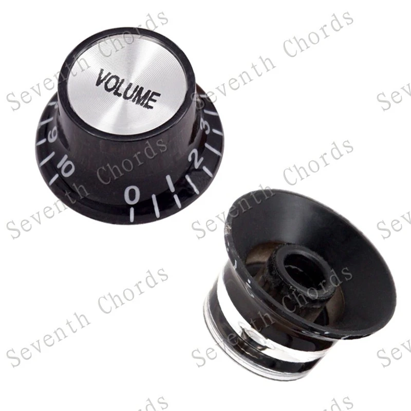 4 Stück/Set Schwarze Kunststoff-Gitarren-Lautstärkeregler-Kappen Potentiometer-Kappen Musikinstrumente Großhandel – Detail 6