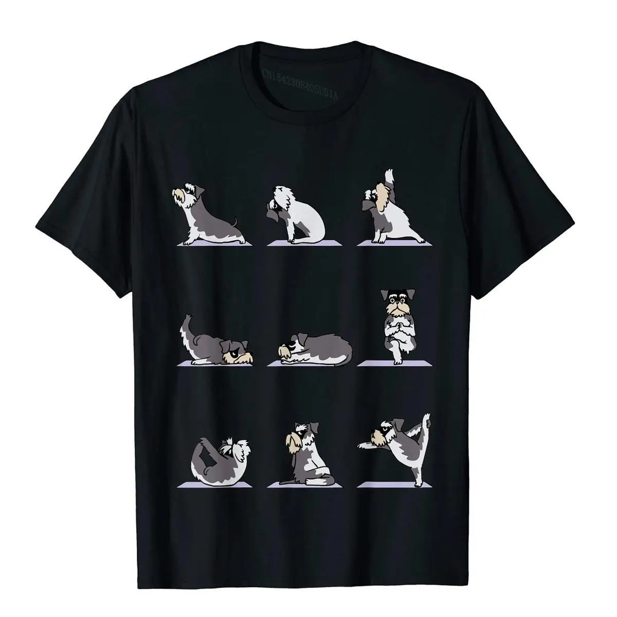 Miniature Schnauzer Yoga Asana Pose Meditation Funny T-Shirt Tees Latest Normcore Cotton Men T Shirts Summer