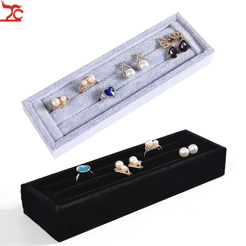 

Velvet Jewelry Display Stand Ring Holder Rings Organizer Ear Studs Rack Jewellery Display Tray joyeros organizador de joyas