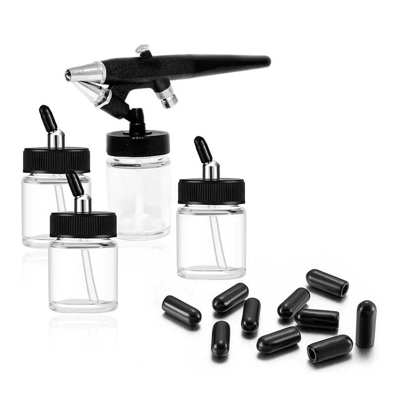 Airbrush Bottles Caps Airbrush Jar Caps Pour Covers Siphon Adapter Liquor Spout Covers for Airbrush Bottle Jar Caps Black (30pc)