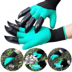 ABS Plastic Garden Rubber Gloves, Gardening Digging Planting, Durable, Waterproof Work Glove, 4 or 8 Hand Claw