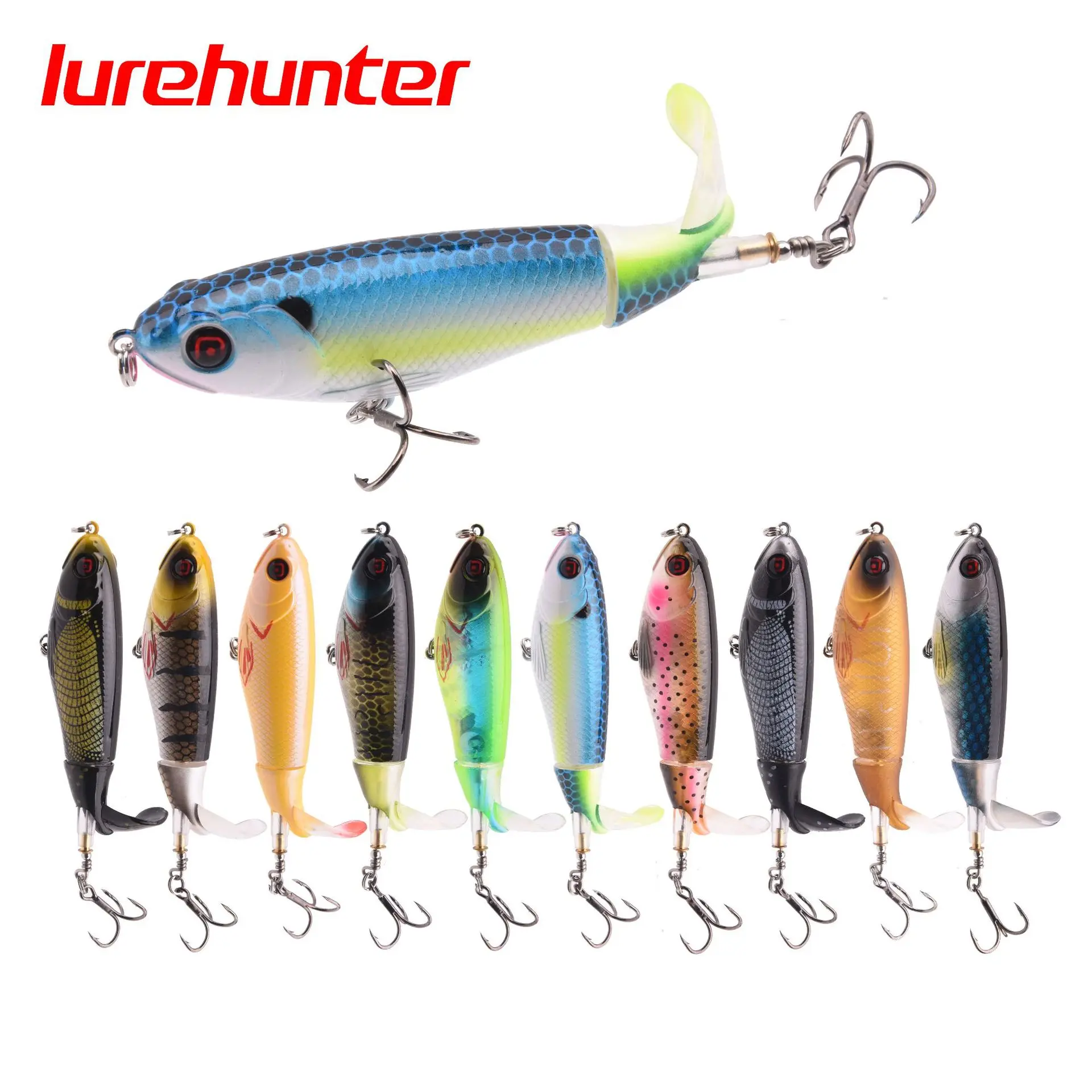 New Quality 10.5cm 17g Whopper Plopper Topwater Floating Fishing Lure Artificial Hard Popper Bait Soft Rotating Tail