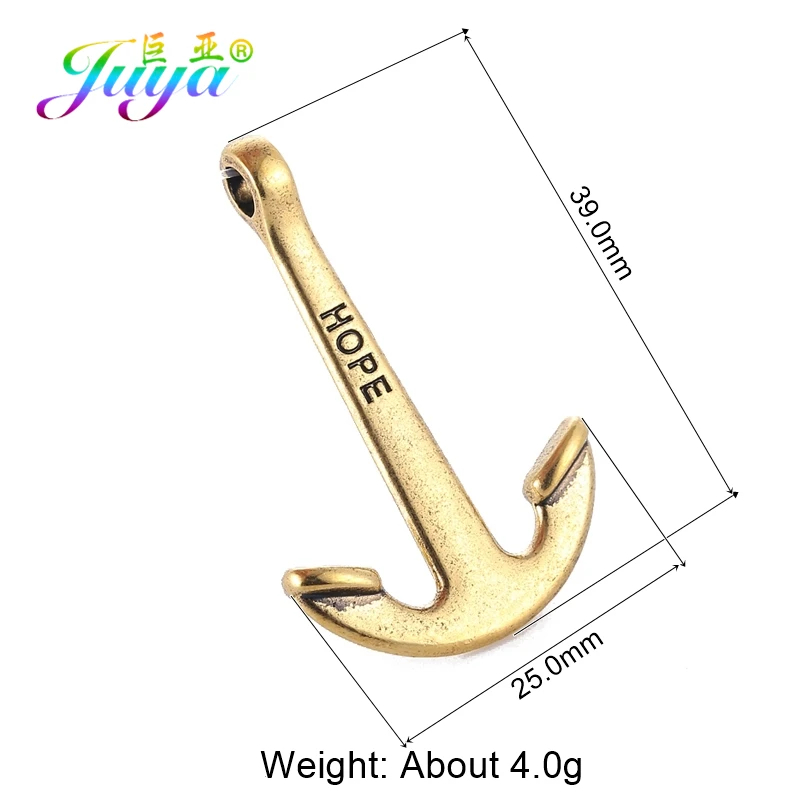 Wholesale 10pcs Men Paracord Bracelets Necklace DIY Making Findings Antique Silver Color Anchor Connector Pendant Accessories