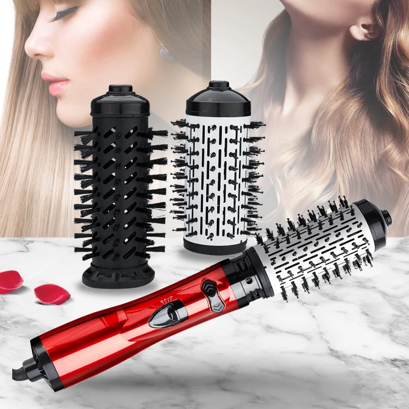 

2 In 1 Rotating Brush Hot Air Styler Comb Curling Iron Roll Styling Brush Hair Dryer Blow With Nozzles 2 Speed & 3 Heat Setting