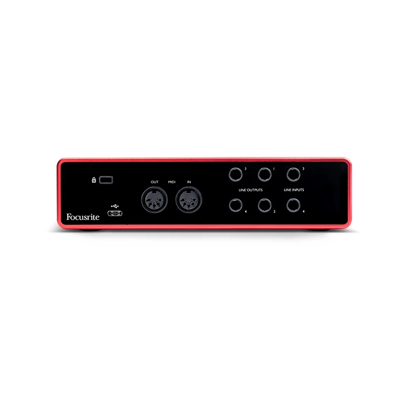 بطاقة الصوت Focusrite Scarlett 4i4 واجهة الصوت الثالثة أربعة مدخلات خطية متوازنة لتوصيل أجهزة التركيب وآلات الطبل