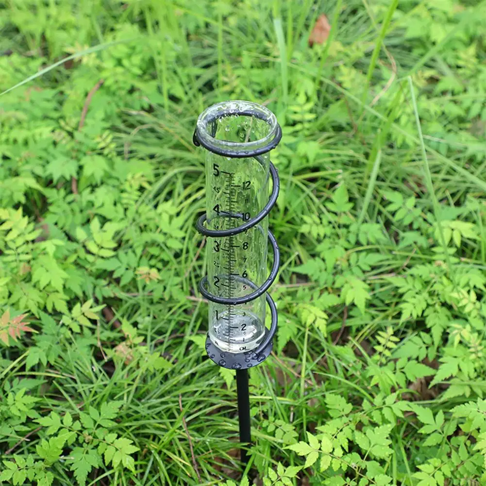 45cm Spiral Rain Gauge Garden Glass Rain Water Meter Measuring Decor Plastic Rain Gauge Tube Accurate Measurement