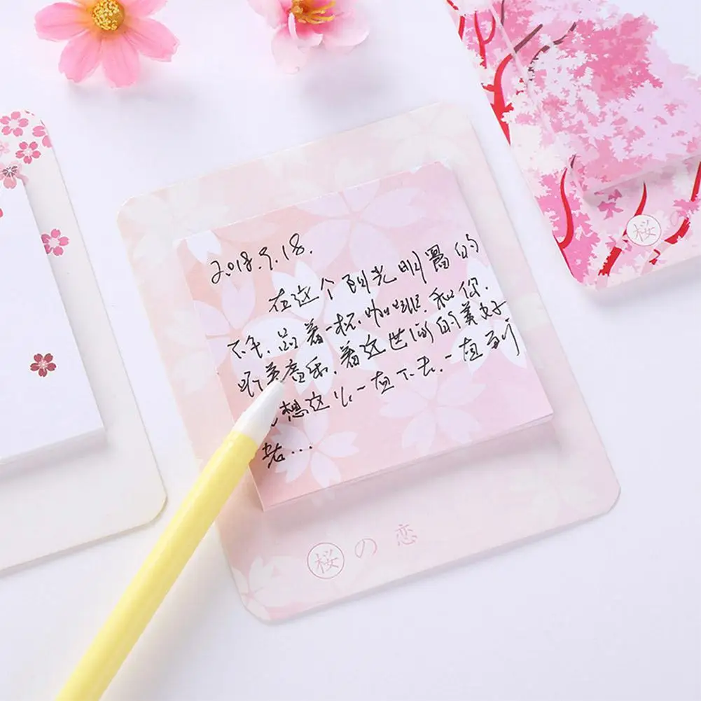 1PCS Stationery Stickers Romantic Cherry Pattern Printing Sticky Note Kawaii Cherry blossoms Stickers For Diary Scrapbooking