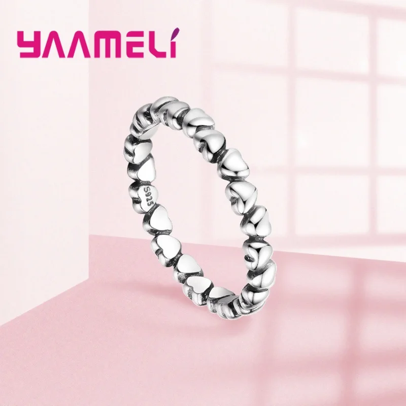 Hot Selling Heart by Heart Band Stackable Knuckle Ring Forever Love Promise Rings 925 Sterling Silver Hot Sale Fashion Jewelry