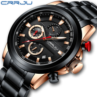 Watches CRRJU Stainless Steel Mens Watches 2020 New Luxury Business Luminous Chronograph Date Quartz Watch Relogio Masculino