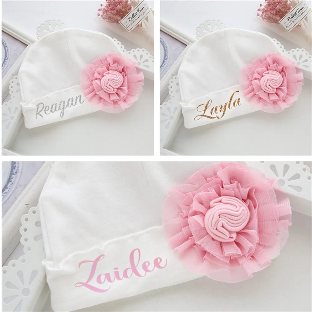 Baby Girl Personalized Baby Beanie Hat with name, Newborn Infant Baby Girl Coming Home Outfit Monogrammed Baby Girl Hospital Hat