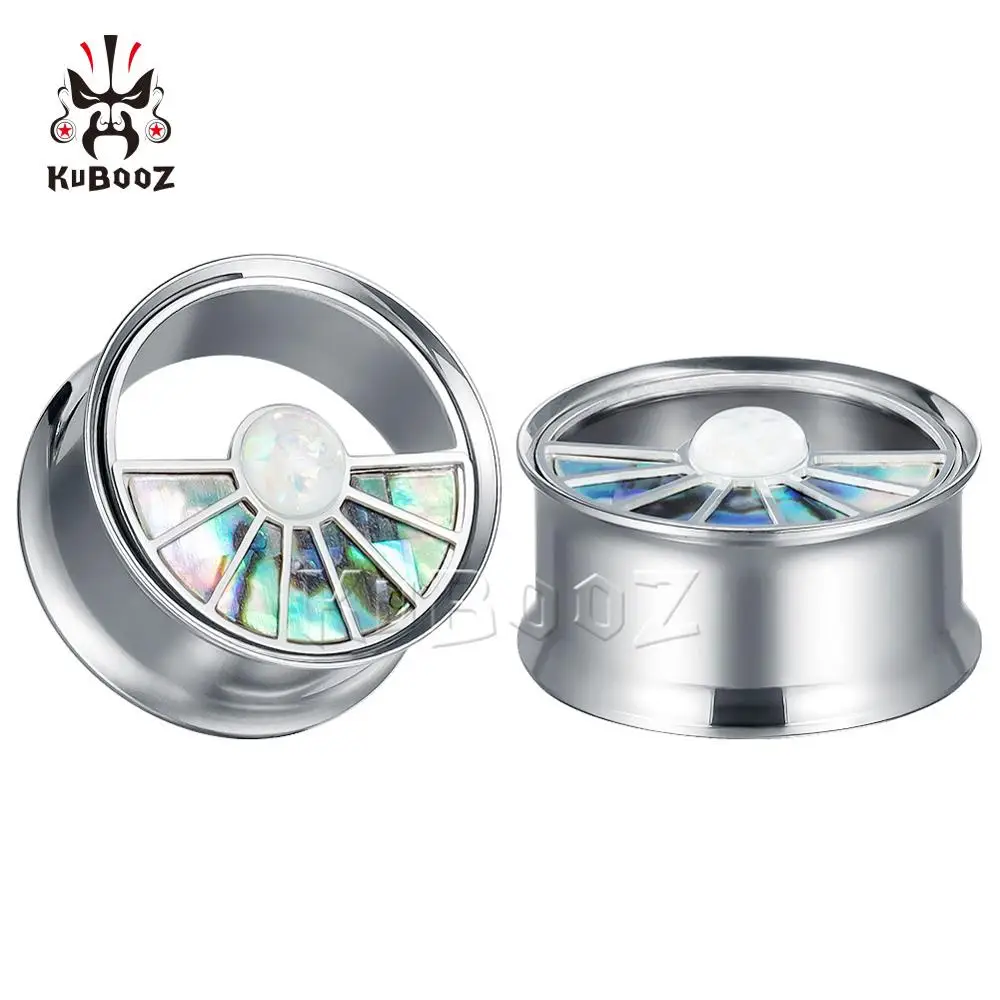 

Kubooz New Fashional Fan Stainless Steel Silver Color Ear Piercing Tunnels Expanders Plugs Stretchers Body Jewelry Earrings