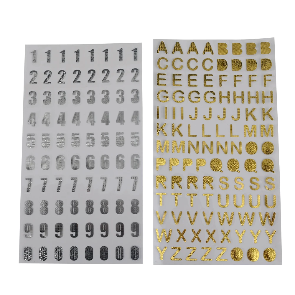 Flashing Bronzing Decorative Stickers Alphabet Character Numeral Style Small Sticker Photo Album Hand Account Decoration 6 Sheet