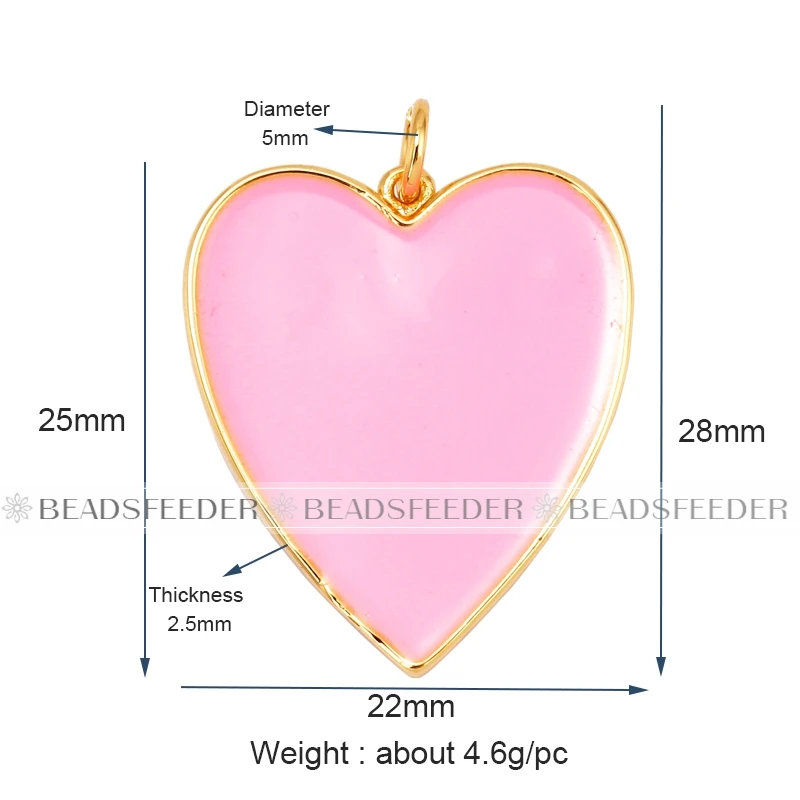 Bunte Emaille Herz Charme Neongrosa Orange Türkisblau Anhänger Öl fallen gelassen, echte vergoldete Farbe Halskette Armband k06 – Detail 13
