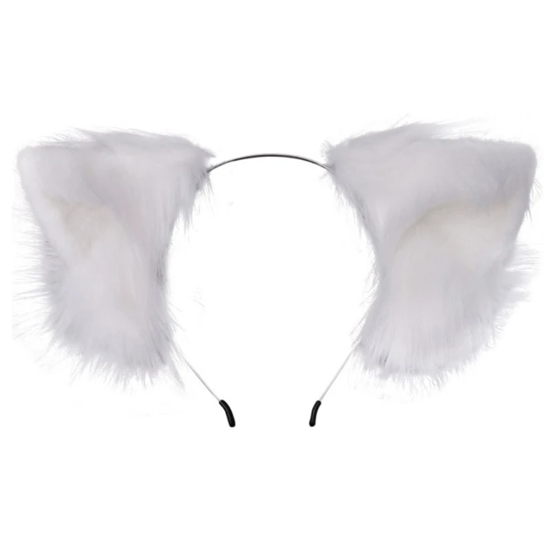 Furry Bendable Cat Ears Headband Flurry Plush Animal Lolita Cosplay Hair Hoop A0NF