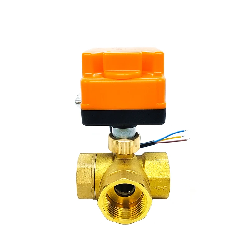 

1/2" 3/4" 1" 1-1/2" Brass Electric Ball Valve Three Wire Two Control Three Way Electric Actuator With Manual Switch 220V 24V 12V