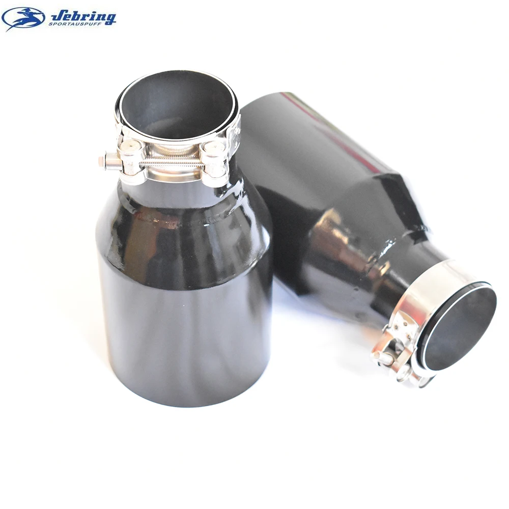 1PC IN 2.5 inch OD 3.5 inch Universal Glossy stainless steel black tail throat Large Diameter car modified muffler tail pipe