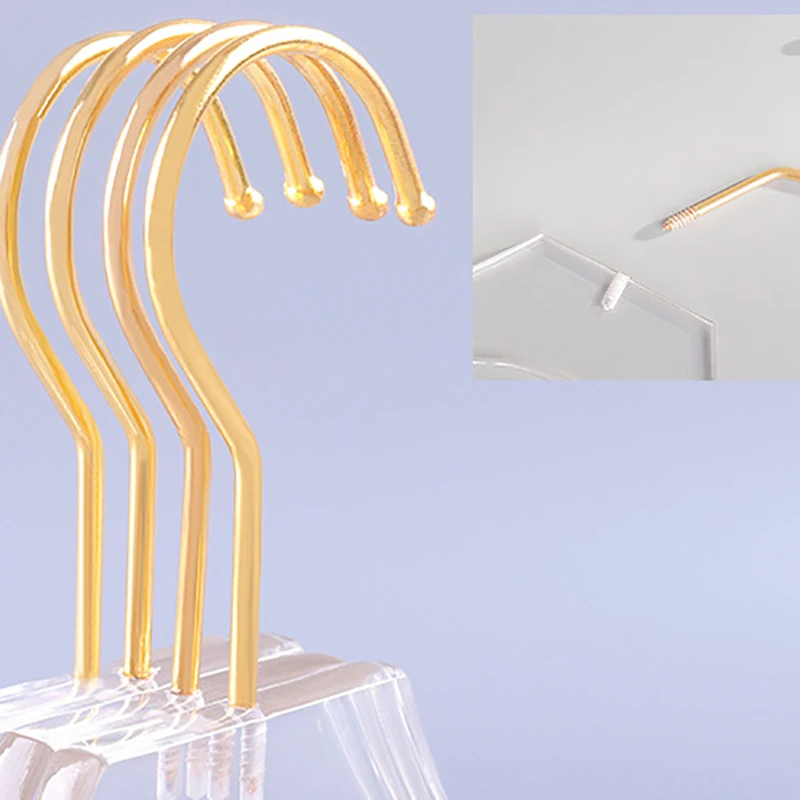 5 Pcs Clear Acrylic Clothes Hanger with Gold Hook, Transparent Shirts Dress Hanger with Notches for Lady Kids L