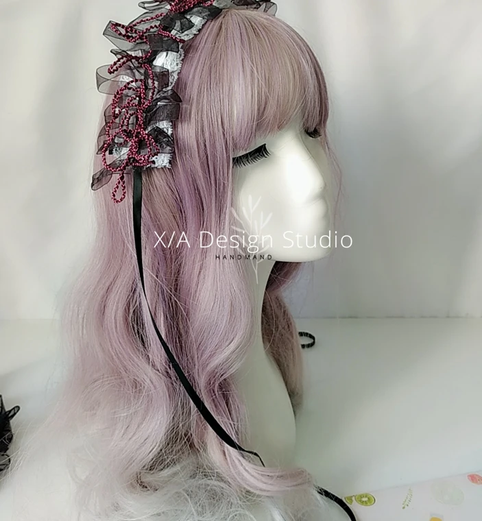 Japanese princess sweet lolita headwear palace lace hair band /hair clip kawaii girl gothic lolita KC loli cos headwear bowknot