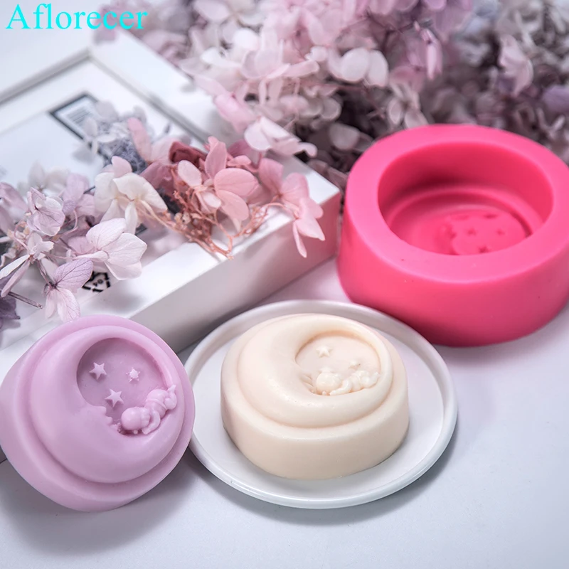 Round Moon Baby Handmade Soap Silicone Mould Candle Mold Fondant Cake Chocolate Decorating