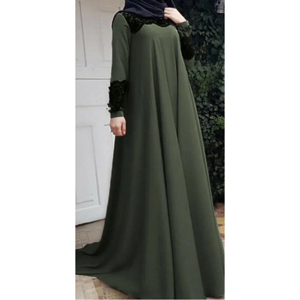 Imagem -06 - Vestido Maxi Muçulmano de Manga Comprida para Mulheres Eid Mubarak Abayas Dubai Kaftan Vestido Árabe Islâmico Festa do Ramadã Jalabiya Caftan