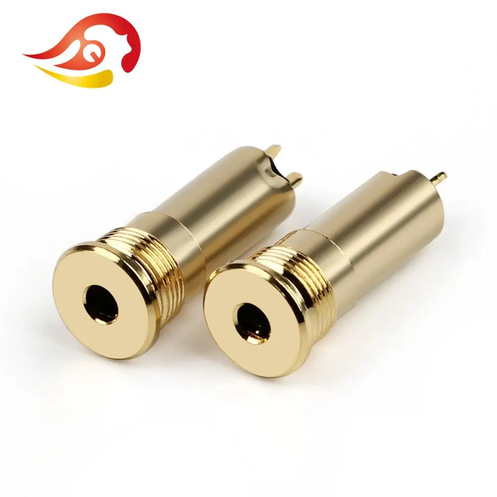 QYFANG 3.5mm 4 Pole 3 Contact Earphone Female Plug Gold Plated Copper Audio Jack Metal Splice Adapter Wire Connector With Thread