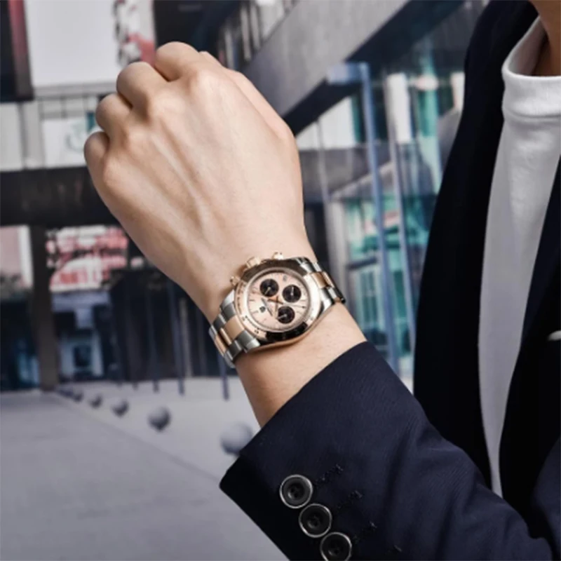 تصميم باجاني-ساعات كرونوغراف كوارتز للرجال ، ساعات عسكرية ، فولاذ مقاوم للصدأ ، مرآة ياقوت ، موضة ، VK63 ، جديد ،