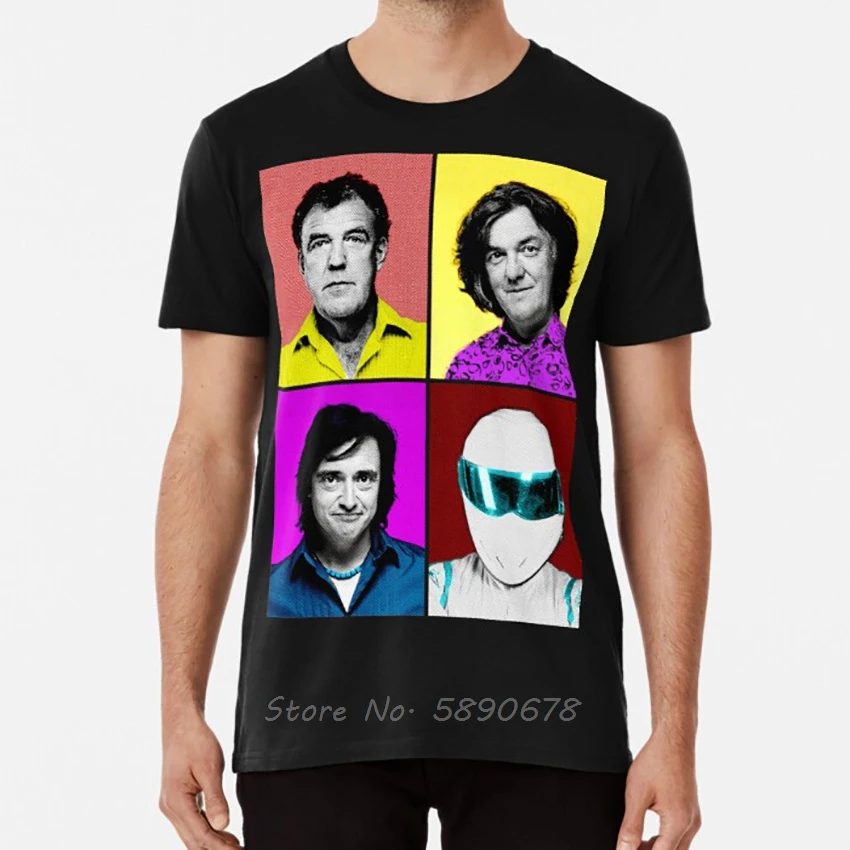 Top Gear Inspired Artwork All In One T Shirt Pop Pop Art Top Gear Stig Jeremy James May Tshirt Men Cotton Tees Tops Harajuku