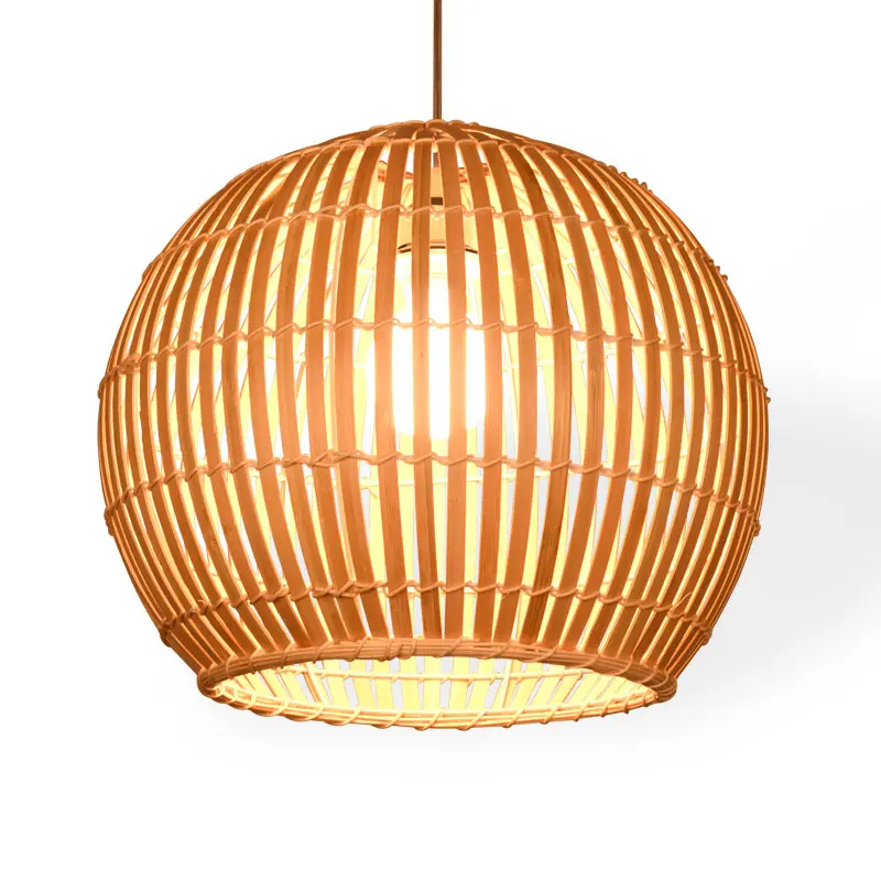 Hanmade Bamboo Wood Bird Cage E27 bulb Pendant light Nordic Home Decor Bamboo Weaving Wooden Pendant lamp