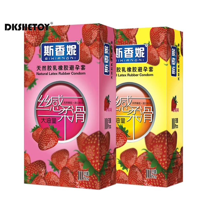 Ultra-thin Condoms for Men Strawberry Flavor Sex Products Women Vaginal Stimulation Condom Full Oil Smooth Penis Sleeve FB