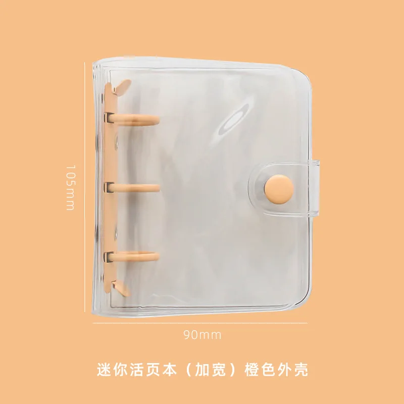 Mini conta de mão transparente em pvc, conjunto de folhas soltas com três buracos portátil de estudantes papel adorável