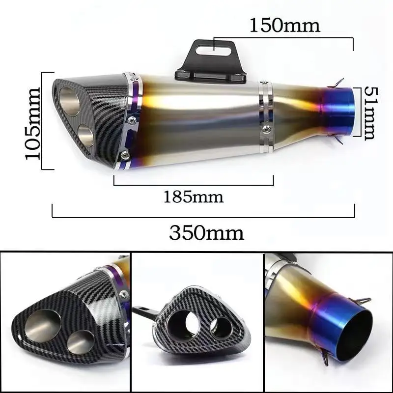 51mm universal motorcycle exhaust pipe is suitable for Honda CBR300 CBR500 Suzuki GSXR600 GSXR750 GSXR1000