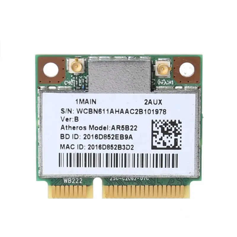 

AR9462 AR5B22 WB222 Half Mini PCIe 300Mbps Bluetooth4.0-compatible WLAN Wifi Wireless Card Adapter for PC Computer Laptop