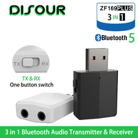 DISOUR 5.0 USB Bluetooth Transmitter Receiver TV Mini 3 IN 1 3.5MM AUX HIFI Stereo Audio Wireless Adapter Dongle For Car Kit PC