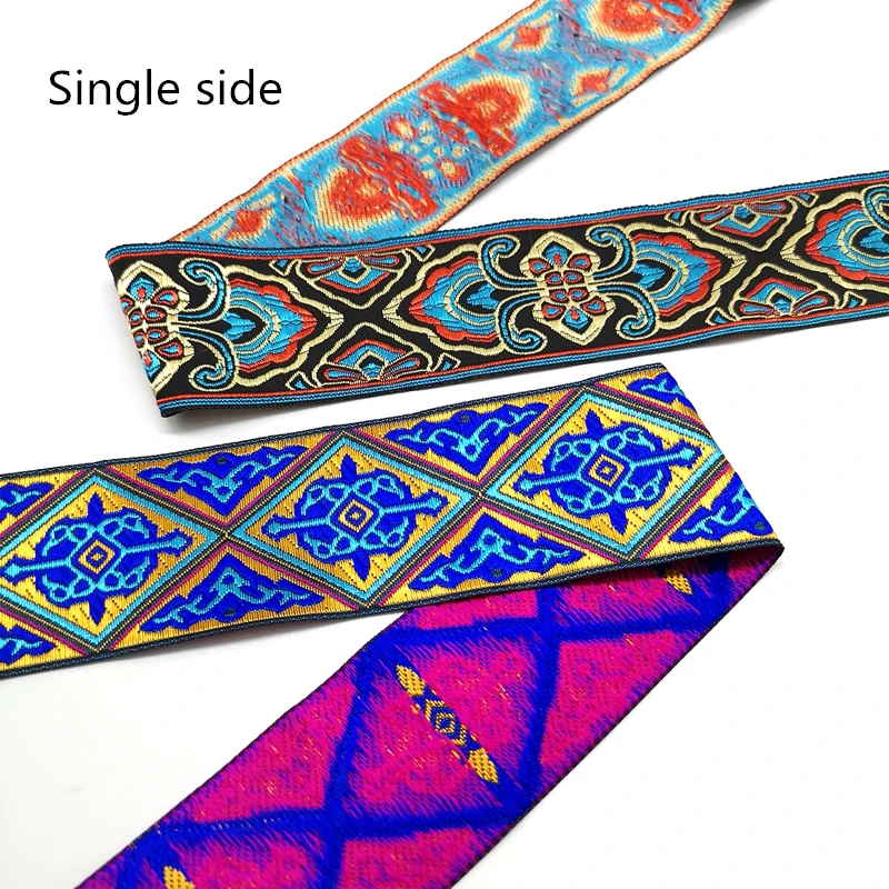 3 yards/lot 50mm Vintage Ethnic Embroidery Lace Ribbon Boho  Trim DIY Clothes Bag Accessories Embroidered Fabric