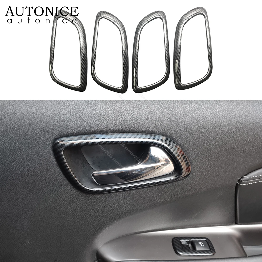 

4PCS Carbon Fiber Color Door Handle Bowl Frame Cover Trim Fit for Dodge Journey JCUV 2013 2014 2015 2016 2017 2018 2019 2020