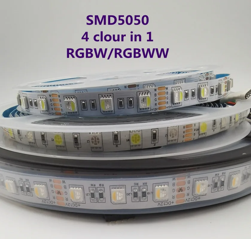 5M/lot DC 12V 24V RGBW/RGBWW 4 color in 1 led chip 60Leds/m 300leds Waterproof IP30/65/IP67 5050 SMD flexible LED Strip light