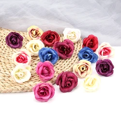 10pcs 4cm Artificial Flower Silk Rose Flower Head Wedding Home Party Decoration DIY Flower Wall Scrapbook Gift Box Fake Flower