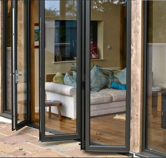 Aluminum Glass Patio Exterior Bifold Doors Australia Standard Double Glazing Aluminum Bi Folding Door Garage