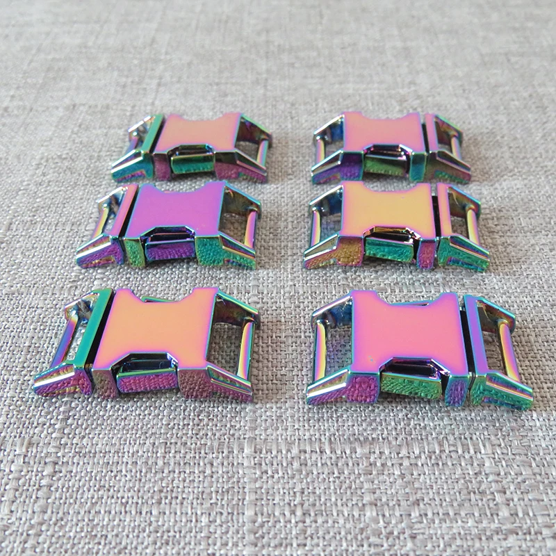 

100Pcs Rainbow Metal Buckle Hardware Belt Strasps Clasp For Pet Dog Collar Clip Paracord Outdoor Garment Sewing Accessories