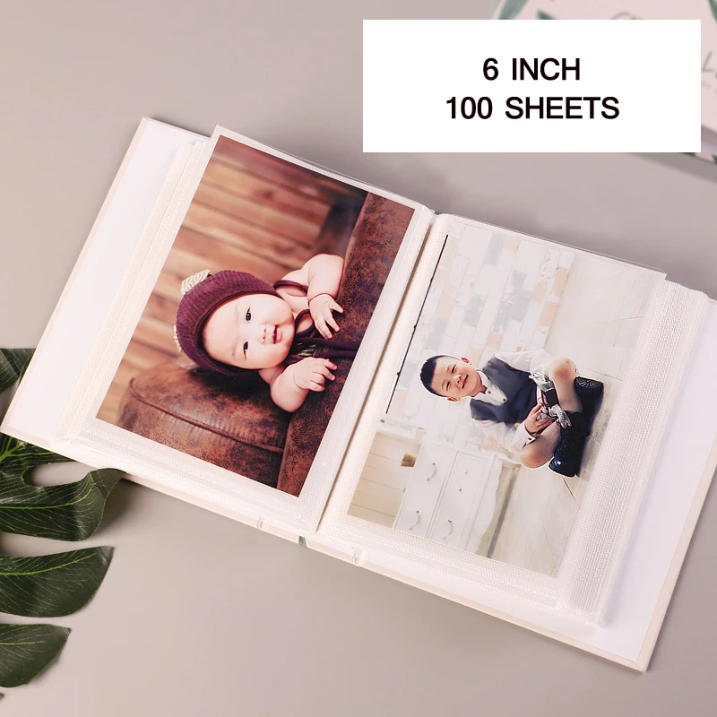 100 Pockets Green Plant Printing Cover 6 inch Photo Album Picture Storage Frame for Kids Gift Scrapbooking Picture Photo Album