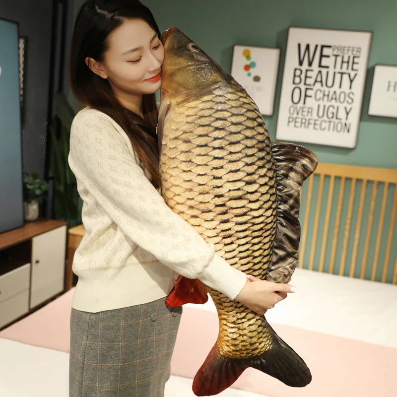 30-100CM Simulation Fish Plush Toys Realistic Tilapia Carp Bream Plush Pillow Stuffed Soft Bed Back Cushion Creative Decor Gift