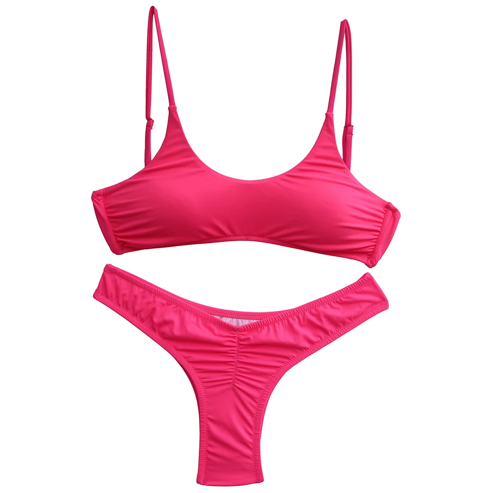 Imagem -06 - Bandeau Feminino Conjunto de Biquíni Rosa Maiô Biquinis Micro Fundo Atrevido Brasileiro Maiô Push up