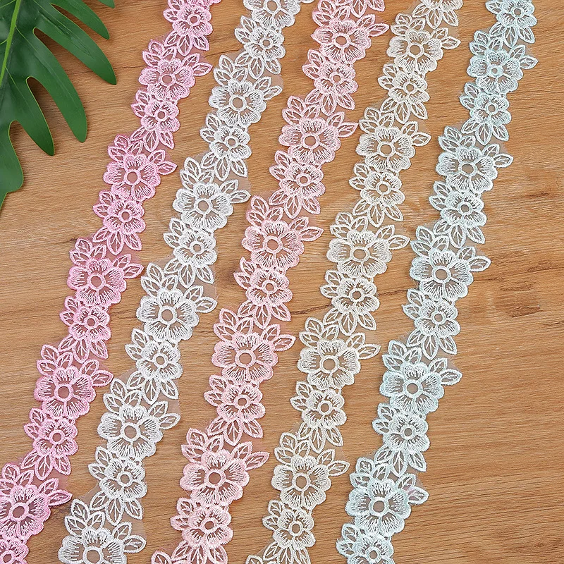 5CM Width Embroidered Organza Flower Lace Trim Ribbons Fabric  DIY Sewing Handmade Craft Materials Clothes Accessories Home Deco