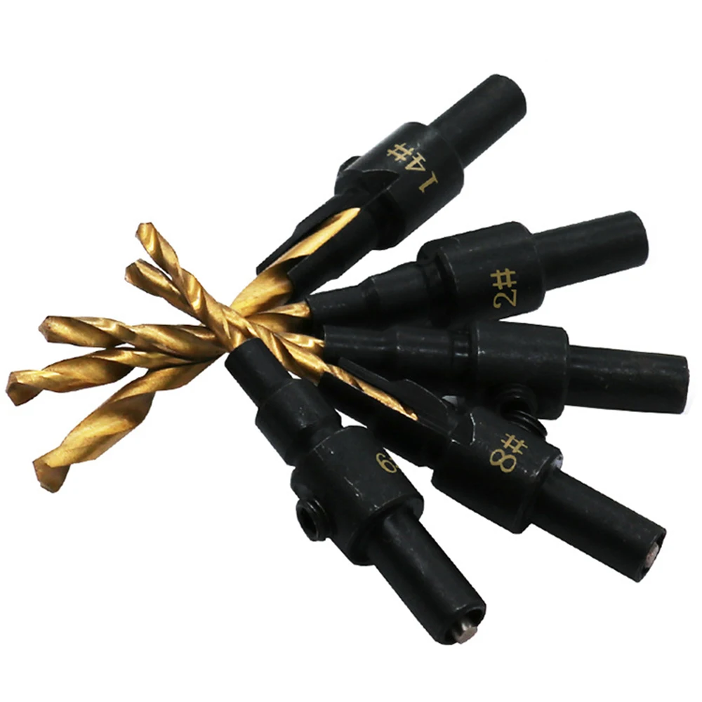 6PCS Circular Cone Drill Shank Drill Woodworking Countersunk Head Wood Screw Hole Is Chamfered Reaming Drill Bit