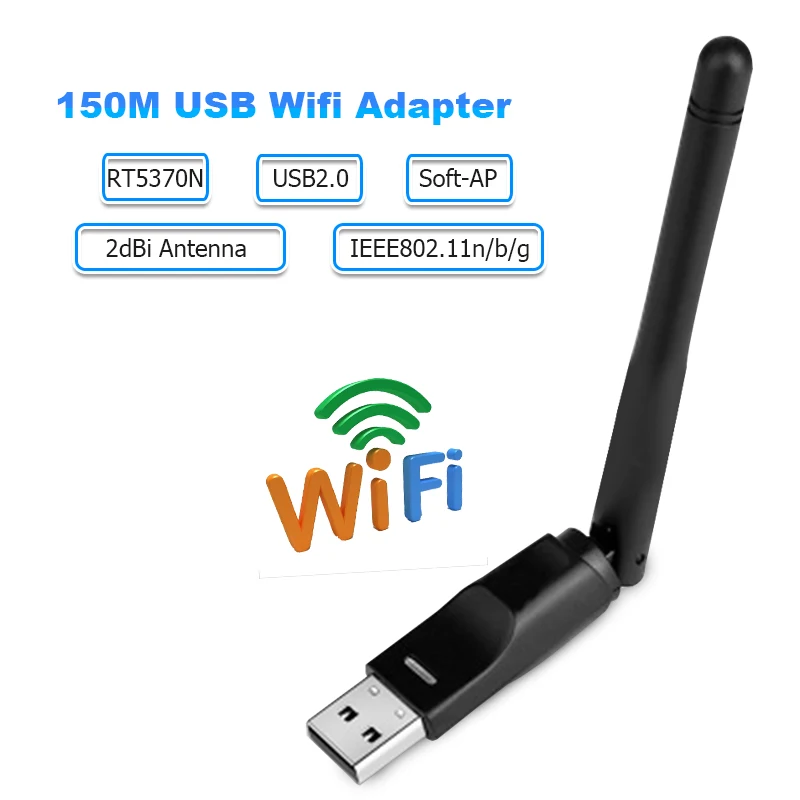 RT5370 USB Wifi Adapter 150Mbps Bezprzewodowa karta sieciowa USB Wifi Adapter antenowy Odbiornik Wifi Nadajnik Soft-AP Drop Shipping
