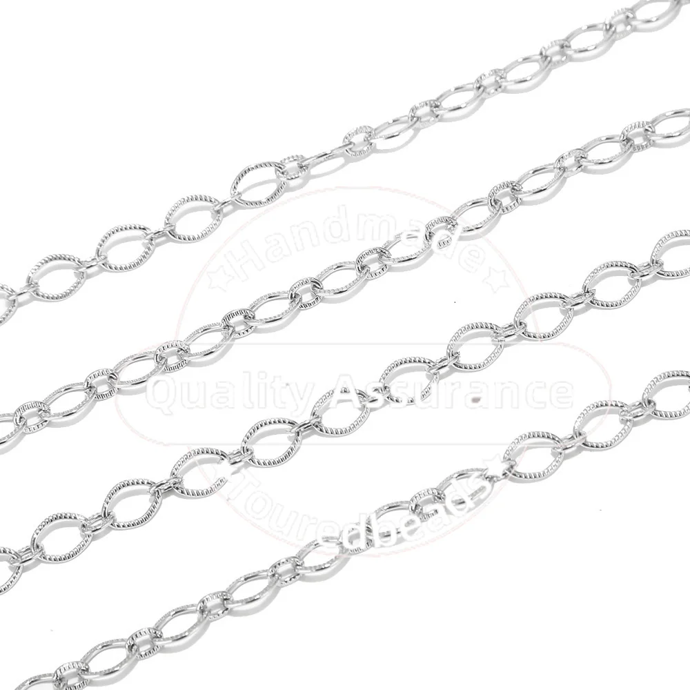 Touredbeads 1M 6mm Width Stainless Steel Gold Circle Oval Link Chains for DIY Necklace Jewelry Making Handmade Findings
