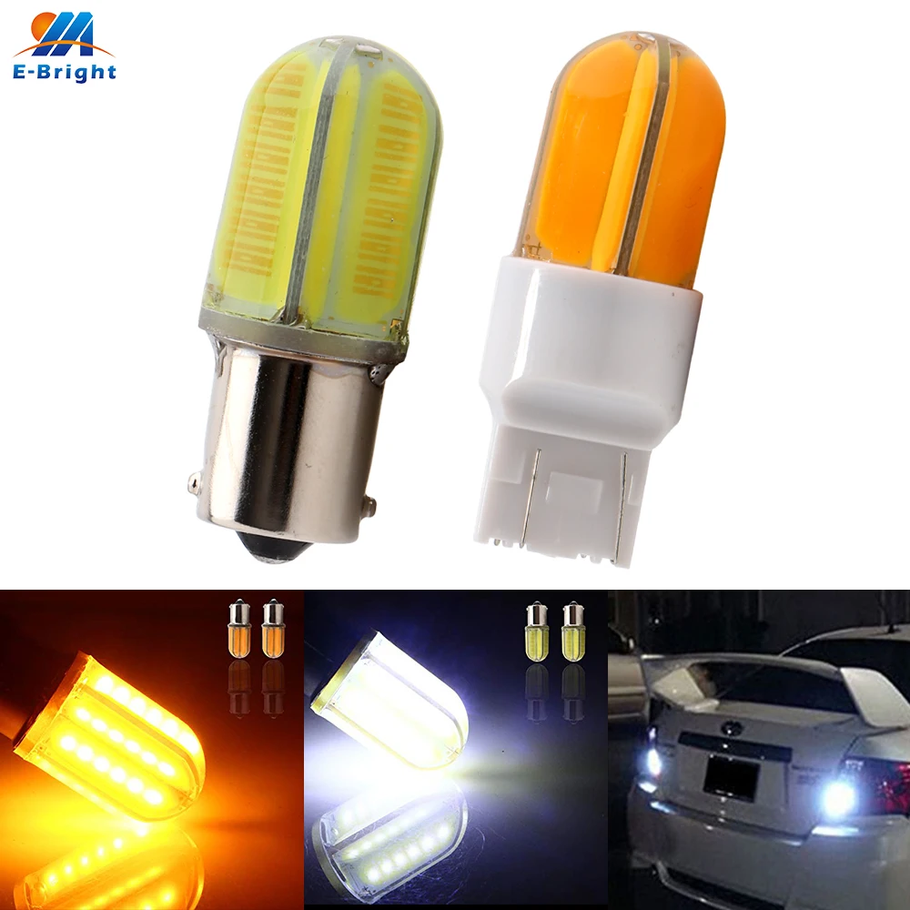 

9-28V COB 48 SMD SILICA 1156 BA15S 1157 BAY15D T20 7440 7443 Led Bulb Cars Front Turn Signal Brake Tail Lights White Amber 1pcs